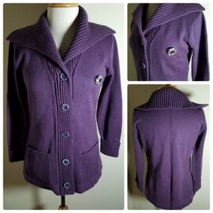 A Fashion Import Vintage Purple Cardigan & Brooch